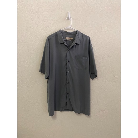 tommy bahama 100% silk original fit gray hawaii beach button up shirt size XL - Picture 1 of 5